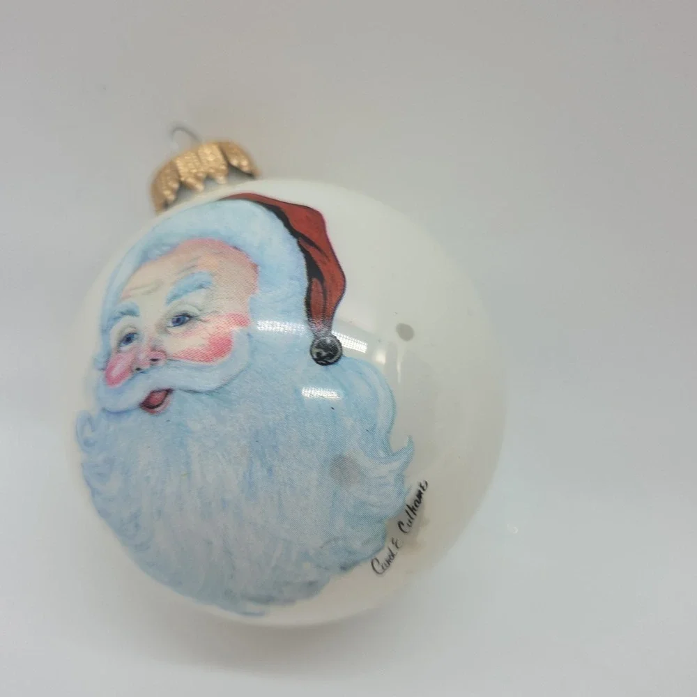 Lot 4 Vintage Sparkling Creations Christmas Ornaments Santa Claus USA Made *READ